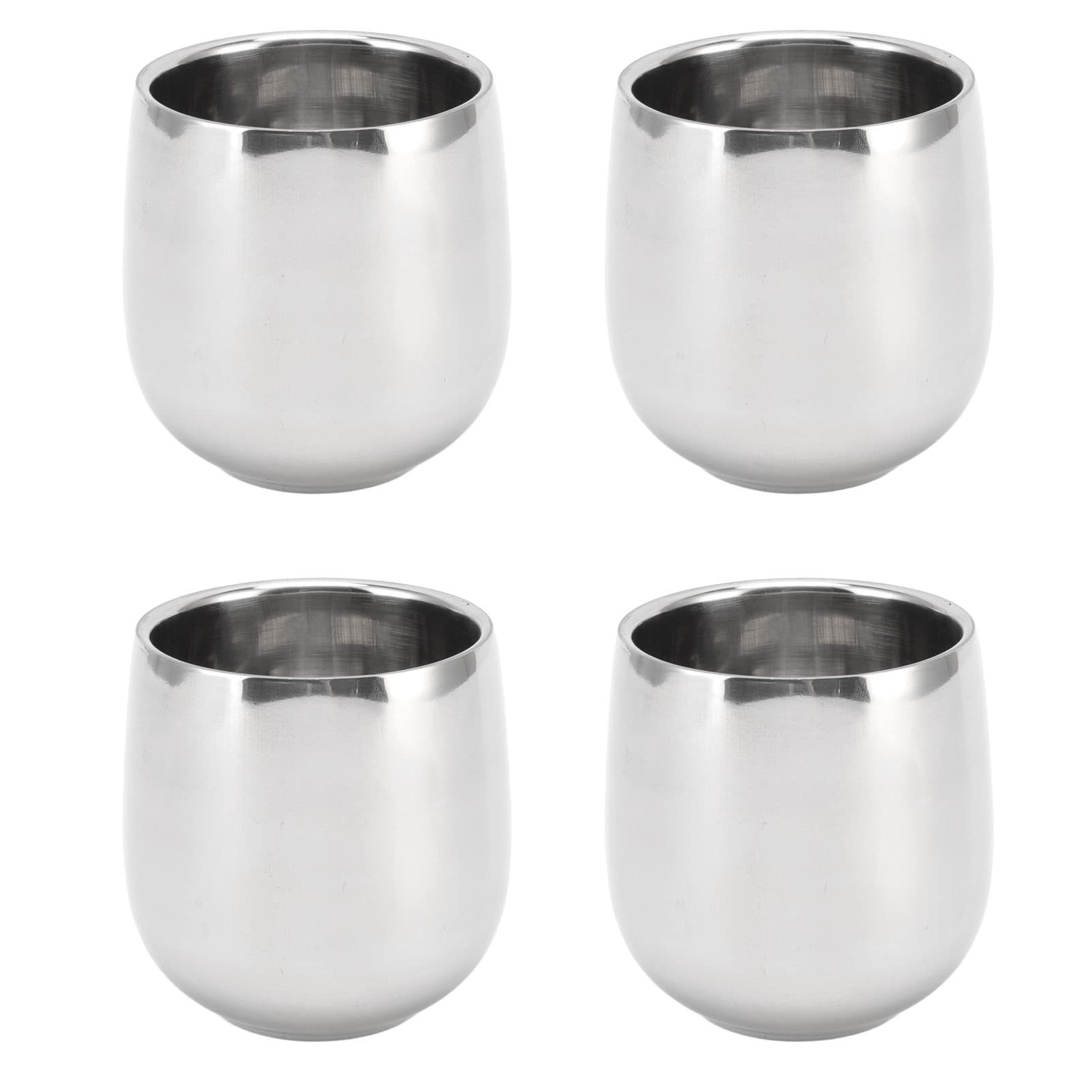 Fdit 4Pcs Stainless Steel Coffee Cup, Portable Coffee Mugs Double Walled Insulated Cups for Drinking Water Beer Coffee Tea 200ml