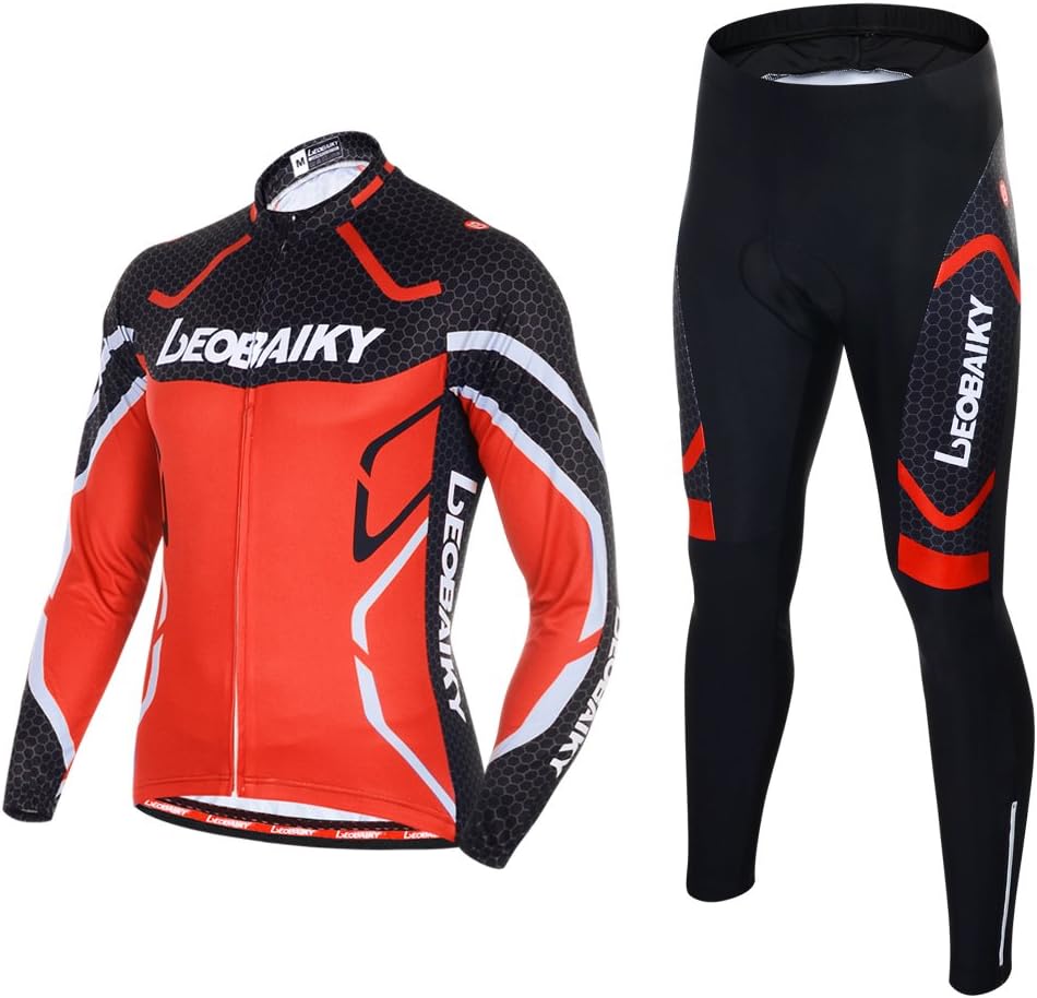 LEOBAIKY Bike Suit, Cycling Bike Suits for Men Clothing Set Sportswear Suit Outdoor Sports Long-Sleeved Lightweight Quickdry Soft Skin-Friendly(US M (Asia L), Red)