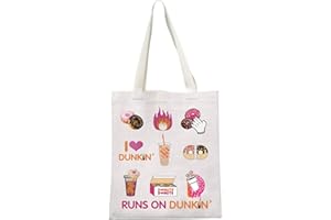 GJTIM Donut Coffee Gift Runs On Dunkin' Dunkin Tote Bag Dunkie Junkie Gift Coffee Donut Lover Present