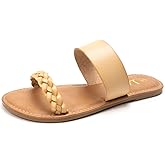 LM Women's Braided Slide Sandals Open Toe Two Band Slip On Flat Sandals Casual Summer Sandals