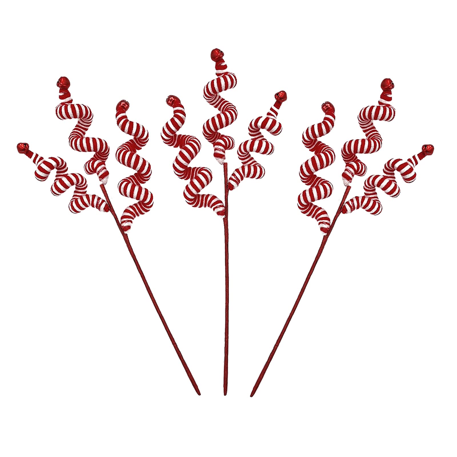 Tanant 3Pcs Christmas Candy Picks,13.8 Inch Candy Cane Christmas Decorations,Red Christmas Candy Bell Tree Ornaments for Xmas Tree Decorations Home Office Holiday