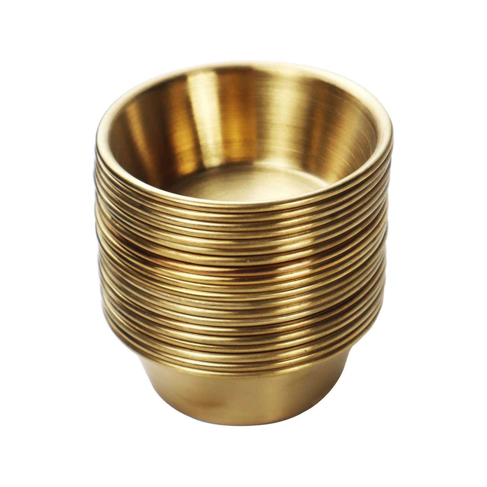 Thatyro 20Pcs Mini Stainless Steel Seasoning Dishes 2.3oz Dipping Sauce Bowls, Sushi Dipping Dishes for Individual Serving Condiments Meal Prep Snack Soy Dip Christmas Gifts(Gold)
