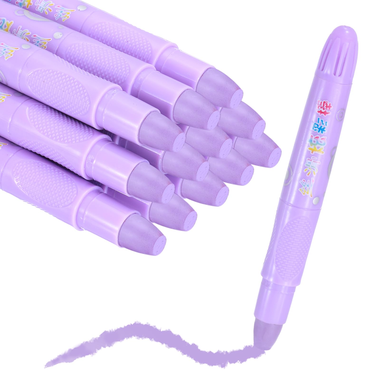 sourcing map Twist Crayons, Twist Crayons Gel Watercolor Set Washable Silky Smooth for Arts Drawing DIY Craft Project Coloring Supplies Gift(Light Purple, Pack of 12)