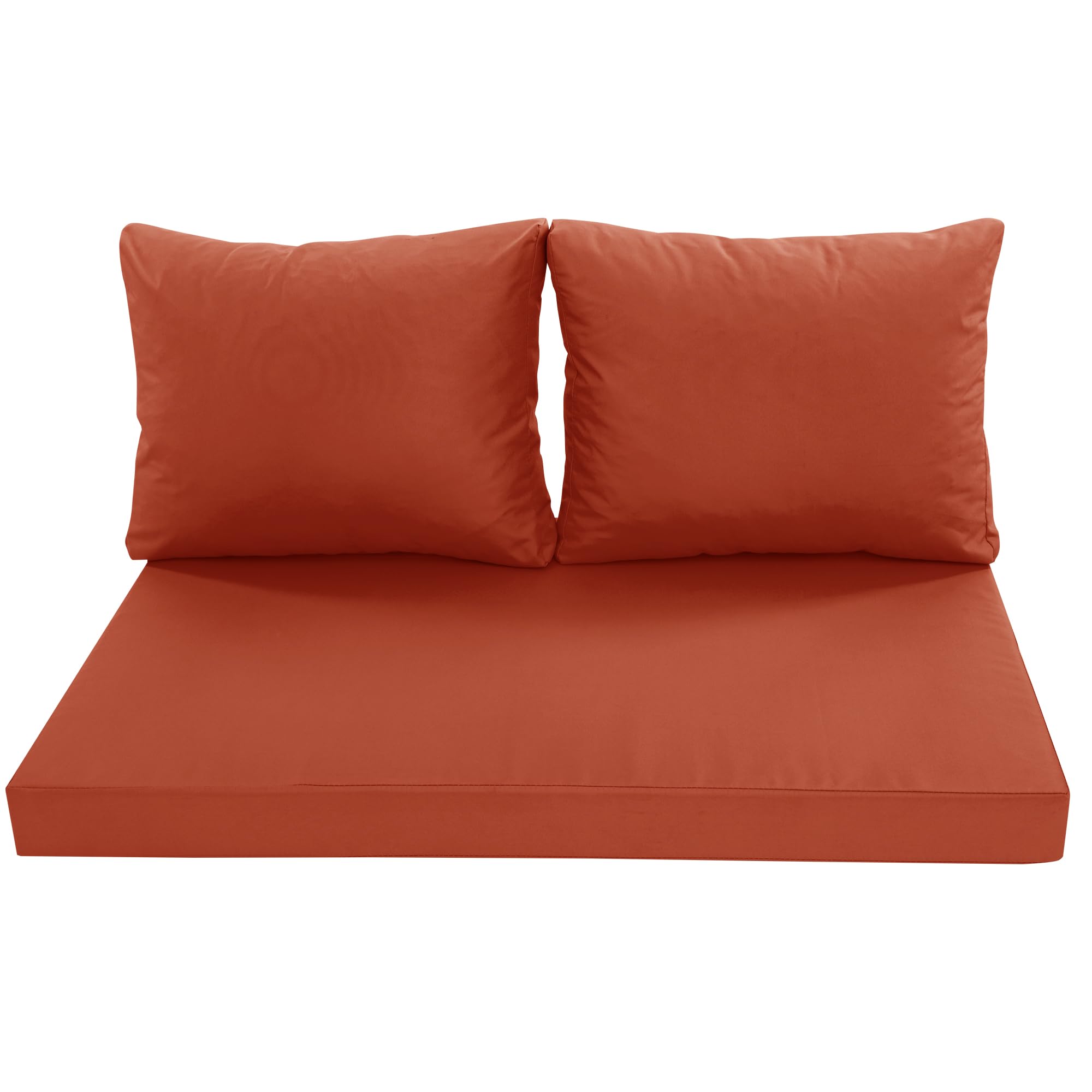 Photo 1 of (PARTIAL SET) (USED/FAIR) Summsun Outdoor Loveseat Cushions, Waterproof Weather & Fade Resistant Seat and Backrest Cushion Set for Couch, Swing, Bench, 46 x 26 Inch, Rust