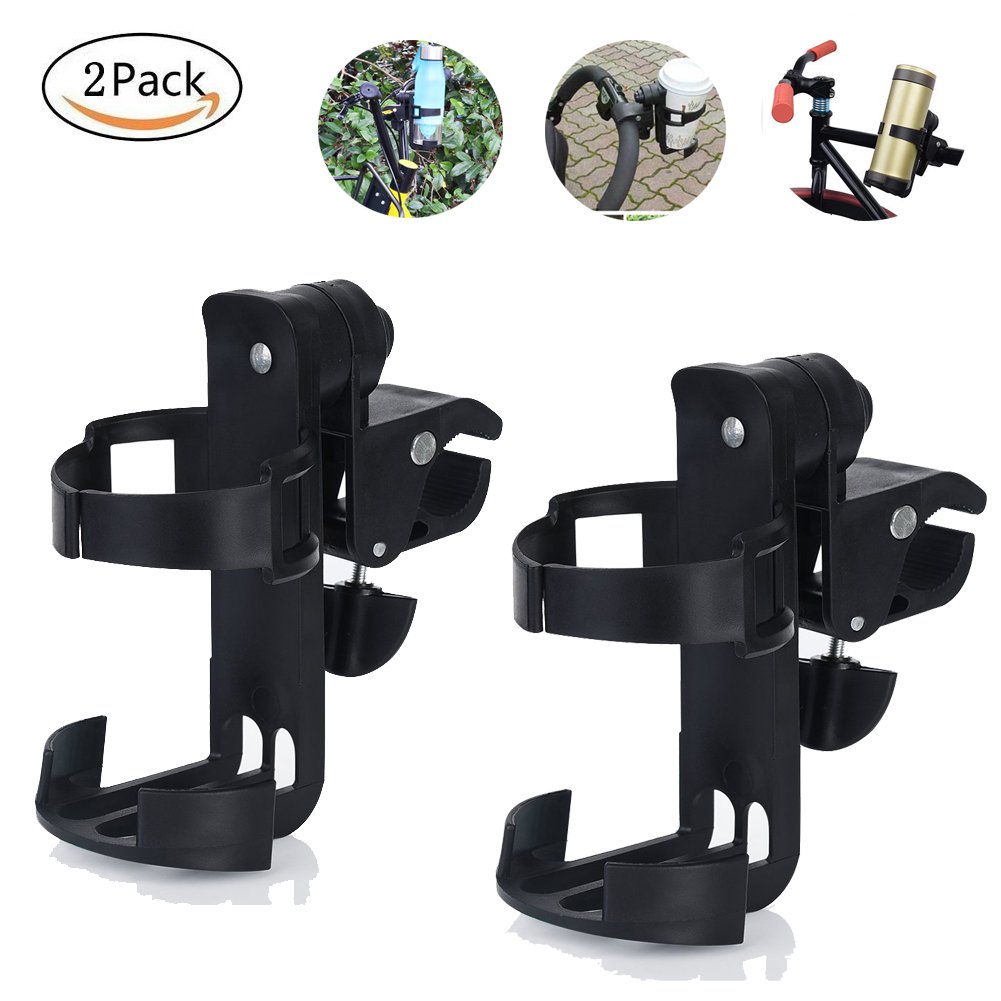verstellbar Fahrrad Flaschenhalter Rack 360 Grad drehbar Kunststoff Stahl Flaschenhalter für Erwachsene Fahrrad, Mountain Bike, Baby Trolley, Kinder Dreirad, Regenschirm Auto (2 PCS)