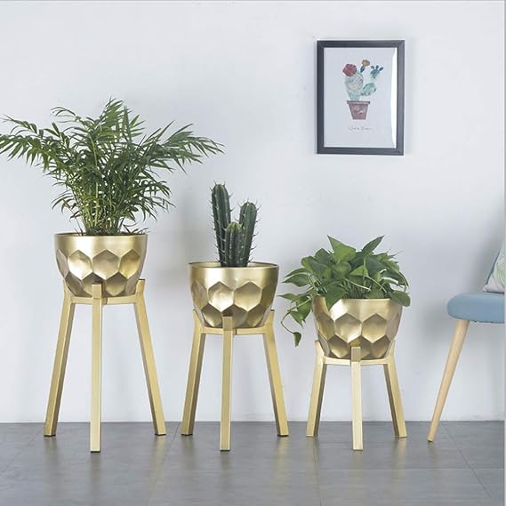 Sala de Estar Flor Estante Piso Balcón Metal Tres Patas Hierro ...