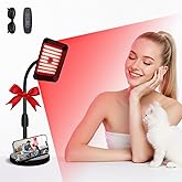 Red Light Therapy for Face and Body, 3 LED Wavelength 660nm 730nm 850nm Infrared Light Therapy Desk Lamp with 360°Adjustable Head & Phone Stand, Home Office Travel Portable Use w/Glasses, Ideal Gift