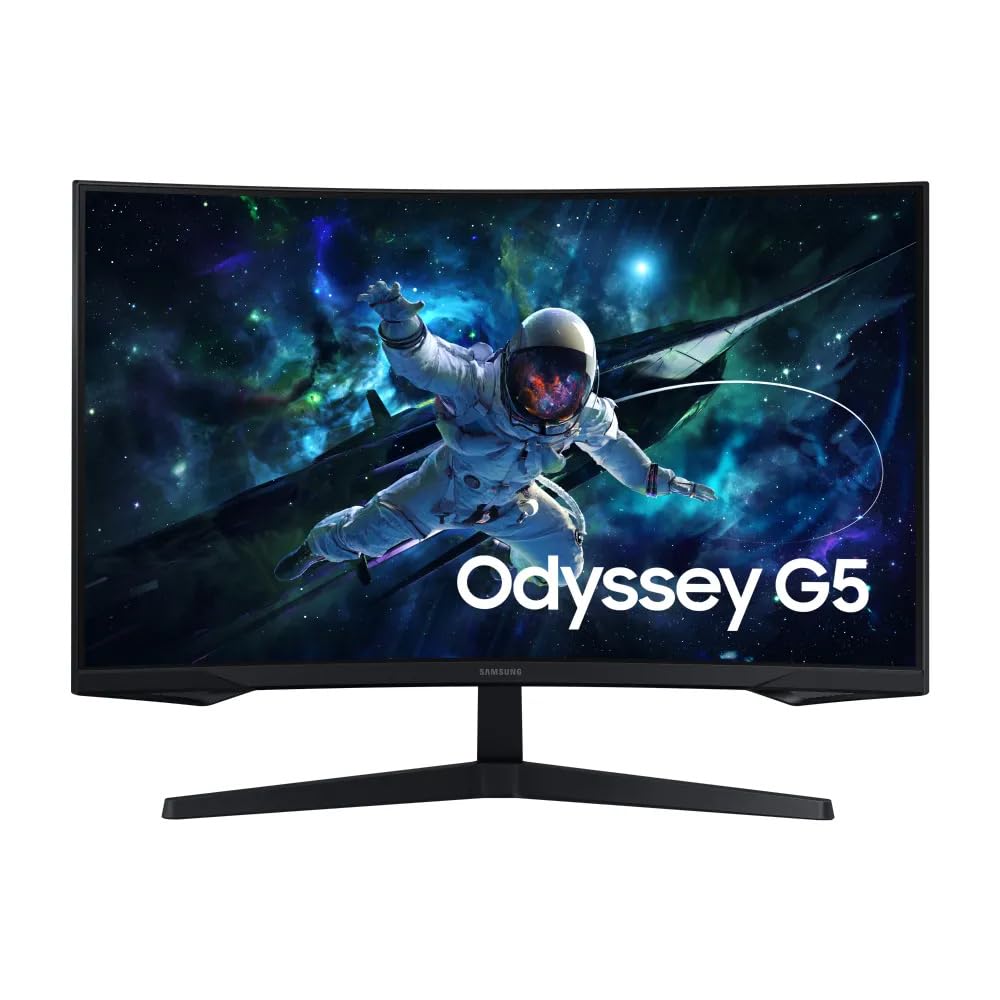 Monitor Gamer Samsung Odyssey G5 32, Resolução QHD, Taxa de atualização de 165Hz & 1ms de tempo de resposta (MPRT), Curvatura