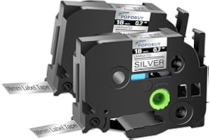 POPOBUY TZ941 TZ-941 18mm 0.7" Laminated Silver Tape Compatible for Brother P-Touch TZe-941 TZe941 3/4 inch Black on Silver L