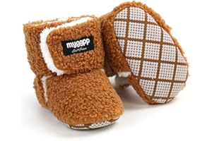 GDSDYM Baby Booties Cozy Fleece Slippers Soft Baby Shoes With Gripper Soles, Winter Infant Newborn Crib Sock Shoe Warm Footwear First Walkers