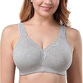 TELIMUSSTO Women's Plus Size Soft Cotton Lace Bra Full Coverage Wirefree Non-Padded