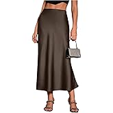 GORGLITTER Women's Satin Long Skirts High Waisted Flowy A Line Silk Elegant Maxi Skirt Country Concert Outfits