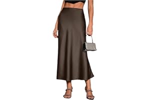 Verdusa Women's High Waisted Satin Skirt Elegant Long Skirts