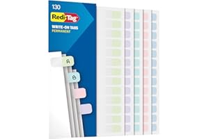 Redi-Tag Write-On Tabs, Permanent Adhesive Index Tabs, Assorted Pastel Colors: Pink, Purple, Blue, Teal, Green, 1" x 7/16", 130 Pack (1009306)