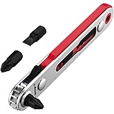 Bates Mini Ratchet Wrench, 1/4" Magnetic 90 Degree Screwdriver, Low Profile Right Angle Screwdriver for Tight Spaces