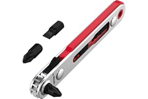 BATES CHOICE Bates Mini Ratchet Wrench, 1/4" Magnetic 90 Degree Screwdriver, Low Profile Right Angle Screwdriver for Tight Spaces
