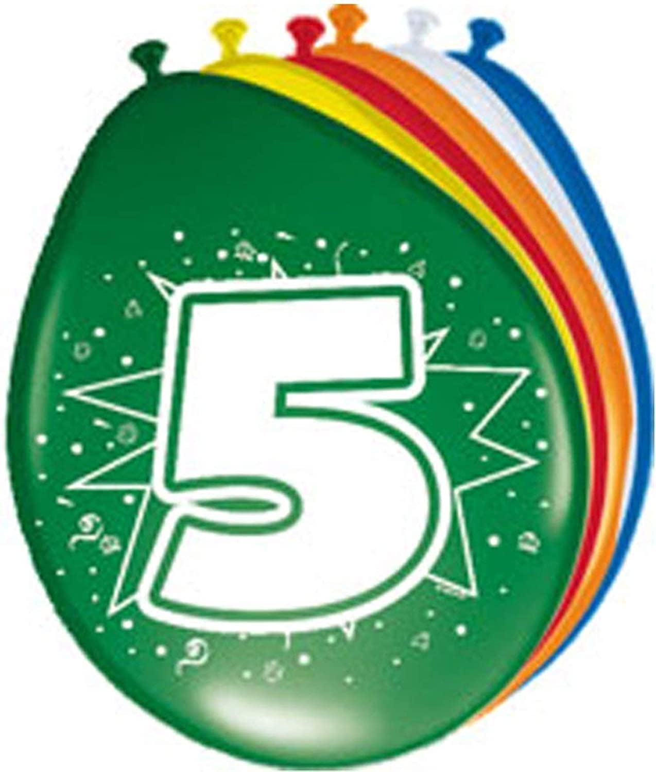 Folat - 5 Years Balloons for Party Decoration - Multicolor - 12In / 30cm - 8 pieces — image 1
