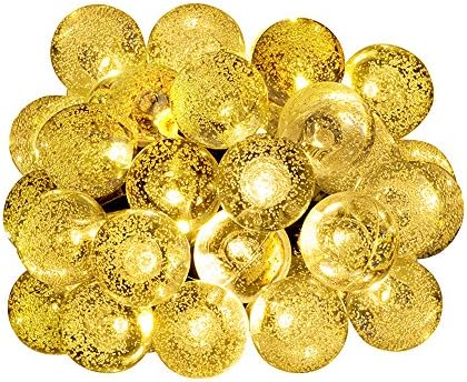 WishWorld Outdoor Christmas Solar String Lights, 21ft 30LEDs Waterproof Fairy Globe Lights Decorative Lighting for Garden, Party, Patio, Lawn and Xmas Tree Decorations(Warm White)