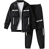 Ltvoo Boys 2 Pieces Sweatsuit Casual Clothes Set Long Sleeve Zipper Tracksuit Jacket and Cargo Pants Outfits for 7-14Y
