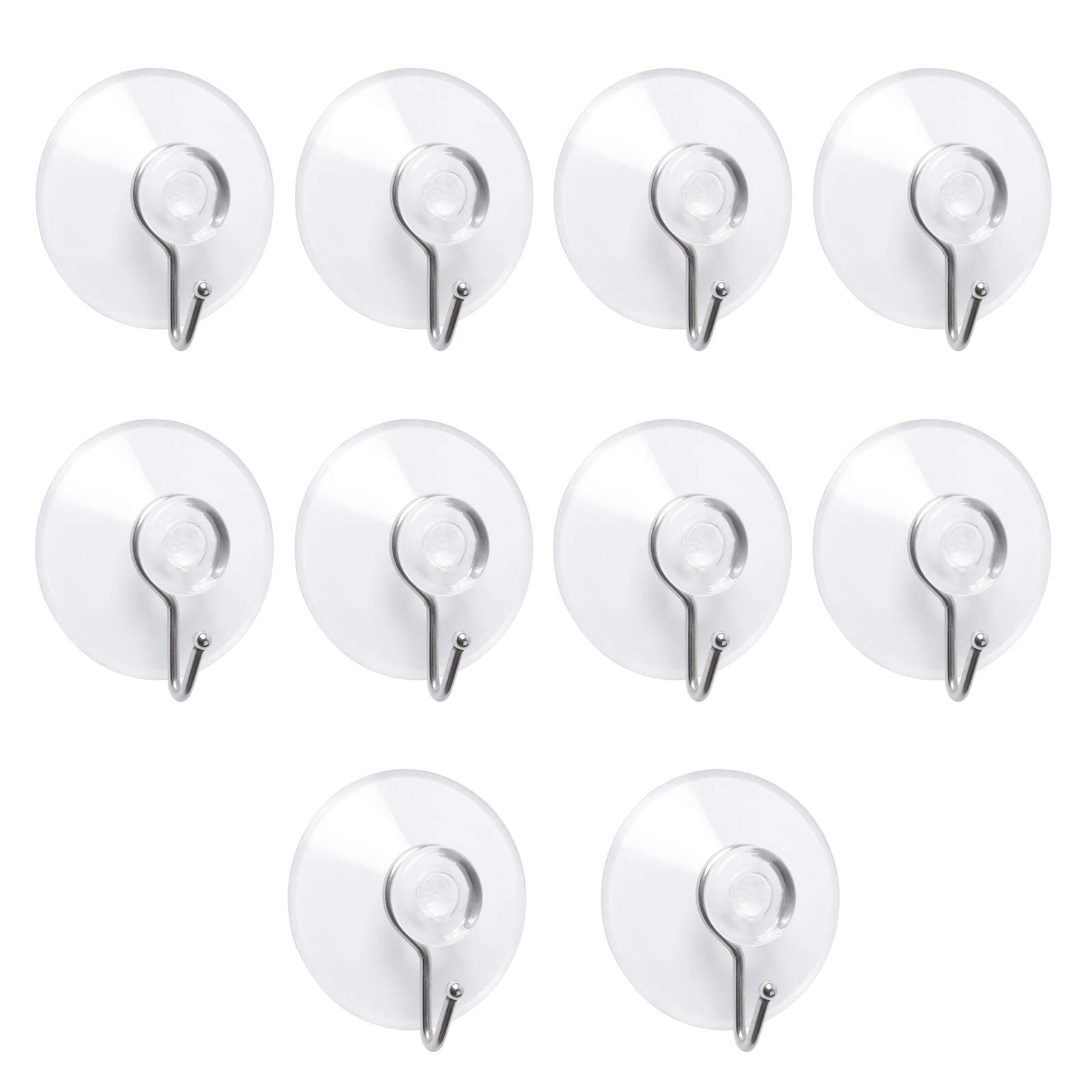 Annefly Suction Cup Hooks 10pcs 40mm Transparent Sucker Hook for Kitchen Bathroom Door Ceiling Detachable Reusable Suction Hooks No Scratch Waterproof(10pcs)