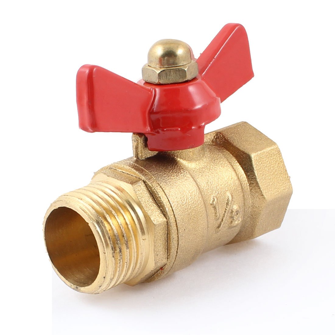 Sourcingmap 1/2" PT Female to 1/2" PT Male Thread Blue Lever Handle Ball Valve