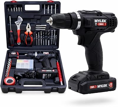 MYLEK Cordless Drill Set 18V 90-Piece Tool Kit with 1500mAh Battery Case