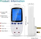 MFLABEL Power Meter Plug Energy Monitor UK 230V 13A Large LCD 7 Modes view 2