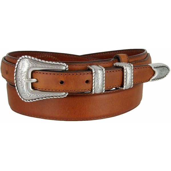 Silver Buckle Set Oil-Tanned Genuine Leather Western Ranger Belt For Men - Tan, 44 Inch - View #10