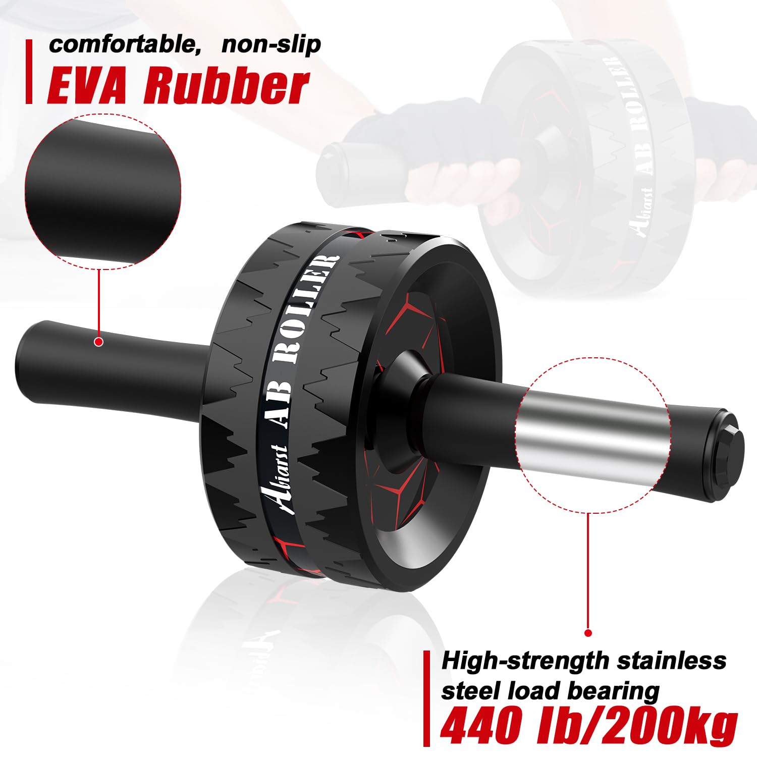 Ab Roller Wheel, Abs Workout Equipment for Abdominal & Core Strength Training, Home Gym Exercise Wheels for Men Women, with Knee Pad Accessories