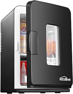 Mini Kühlschrank 15 Liter Tragbare Kühlschränke mit Kühl- und Heizfunktion, 220 V AC/ 12 V DC für Auto und Haushalt, Thermoelektrischer Mini-Kühlschränke für Hautpflege und Kosmetik (ECO-Modus)