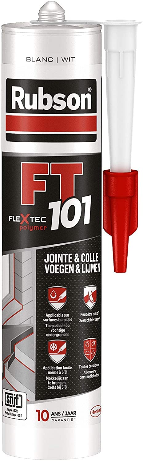 Rubson FT 101 Black, High Quality Polymer Sealant for Grouts, Cracks, Bonding, Indoor & Outdoor Sealant, Multi-Material Sealant, Cartridge 280 ml