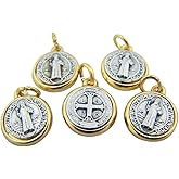 Lot of 5 Saint St Benedict of Nursia Patron Against Evil 1/2 Inch Tu Tone Medal