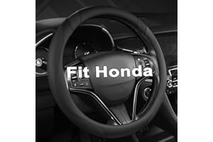 West Llama Customized Auto Car Steering Wheel Cover for Honda Civic, CR-Z, Insight, S2000, 14" - 14.25" (Black-Small Size)