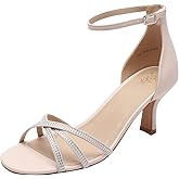 YZ Women's Low Kitten Stilettos Open Toe Pump Heel Sandals with Ankle Strap