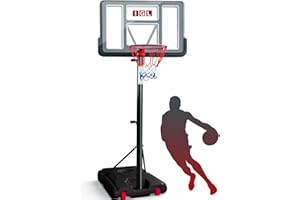IGL Portable Basketball Hoop, 5.6-10FT Adjustable Basketball Goal System, 44 Inch Outdoor Basketball Hoop & Goals for Kids, Youth, and Adults in The Backyard, Driveway with PC Backboard