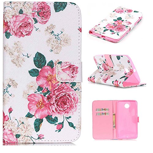 Nexus 6 Case,Google Nexus 6 Case,Motorola Nexus X Case,XYX [Pink Flowers] - [Kickstand][Wallet][Card Slot][Flip][Slim Fit] Premium Protective Case for Motorola Nexus 6