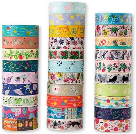 30 Rolls Washi Masking Tape Set, Decorative Craft Tape Collection for DIY and Gift Wrapping with Colorful Designs and Patterns