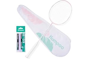 KUMPOO Professional Badminton Racket 5U | Carbon Fiber Badminton Racket Set with Grip Tape & Cover Bag | Pro Badminton Racquet Lightweight for Beginner, Intermediate Players Outdoor Games