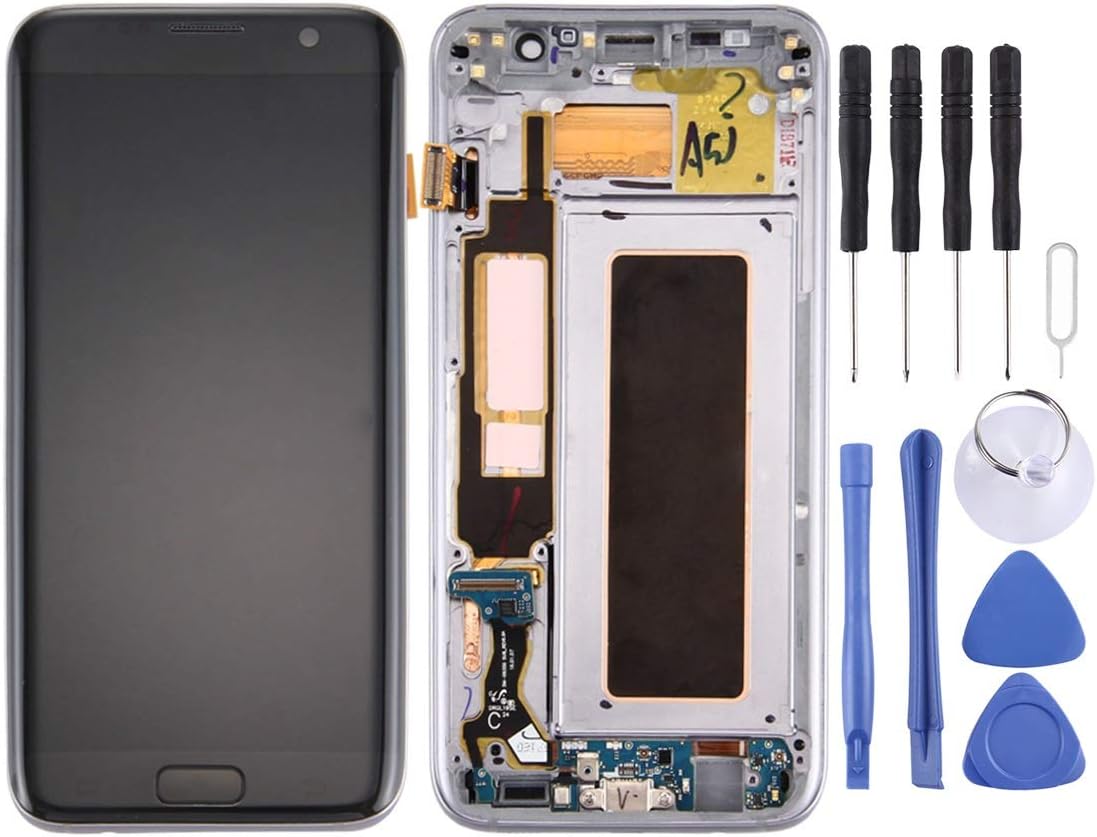 Furuomutoy Samsung Galaxy LCD Replacement for Galaxy S7 Edge / G935A LCD Screen and Digitizer Full Assembly with Frame & Charging Port Board & Volume Button & Power Button(Black) (Color : Black)