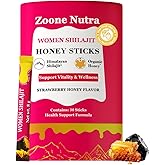 Honey Sticks Shilajit for Women Strawberry Flavor | Shilajit with Shatavari & Saffron | Natural Energy, Hormonal Balance, Focus & Vitality Support | Wellness Booster Herbal Honey Packs - 30 Sticks