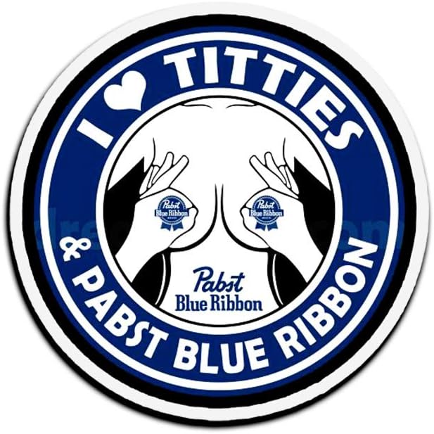3 PCs Stickers I Love Titties and Pabst Blue Ribbon 4 × 3 Inch Die-Cut Decals for Laptop Window