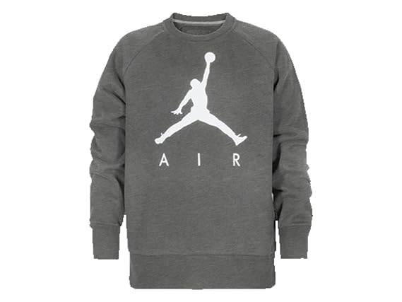 Nike Air Jordan Jumpman Crew Neck Fleece Pullover Sweatshirt (Small, Carbon Heather)