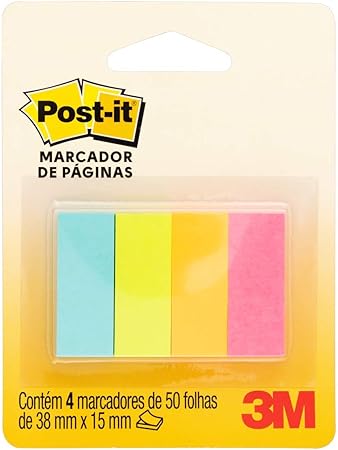 Marcador de Página de Papel Post-it 38 mm x 15 mm - 4 Blocos