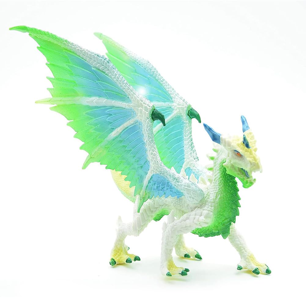FPAEHRY Ice Dragon Figure - Realistic Hand Painted Ice Snow Dragon Toy Figurine - Solid 18cm Green Model