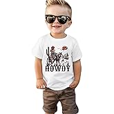 Ritatte Toddler Baby Boy Howdy Shirt Vintage Western Cowboy Graphic T-Shirt Country Short Sleeve Summer Cotton Tee Tops