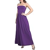 Urban CoCo Summer Strapless Ruched Maxi Dress for Women Sleeveless A Line Flowy Party Wedding Guest Long Dresses
