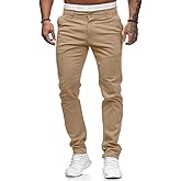 Mens Chinos Slim Fit Stretch Flat-Front Skinny Dress Pants