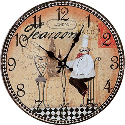 Cloud Clock A Chef In A Chair Drinking Red Wine Quartz Round Wall Clock Red White Black Postmark Peach Heart Pointer Arabic Numerals 12 Inch 30Cm