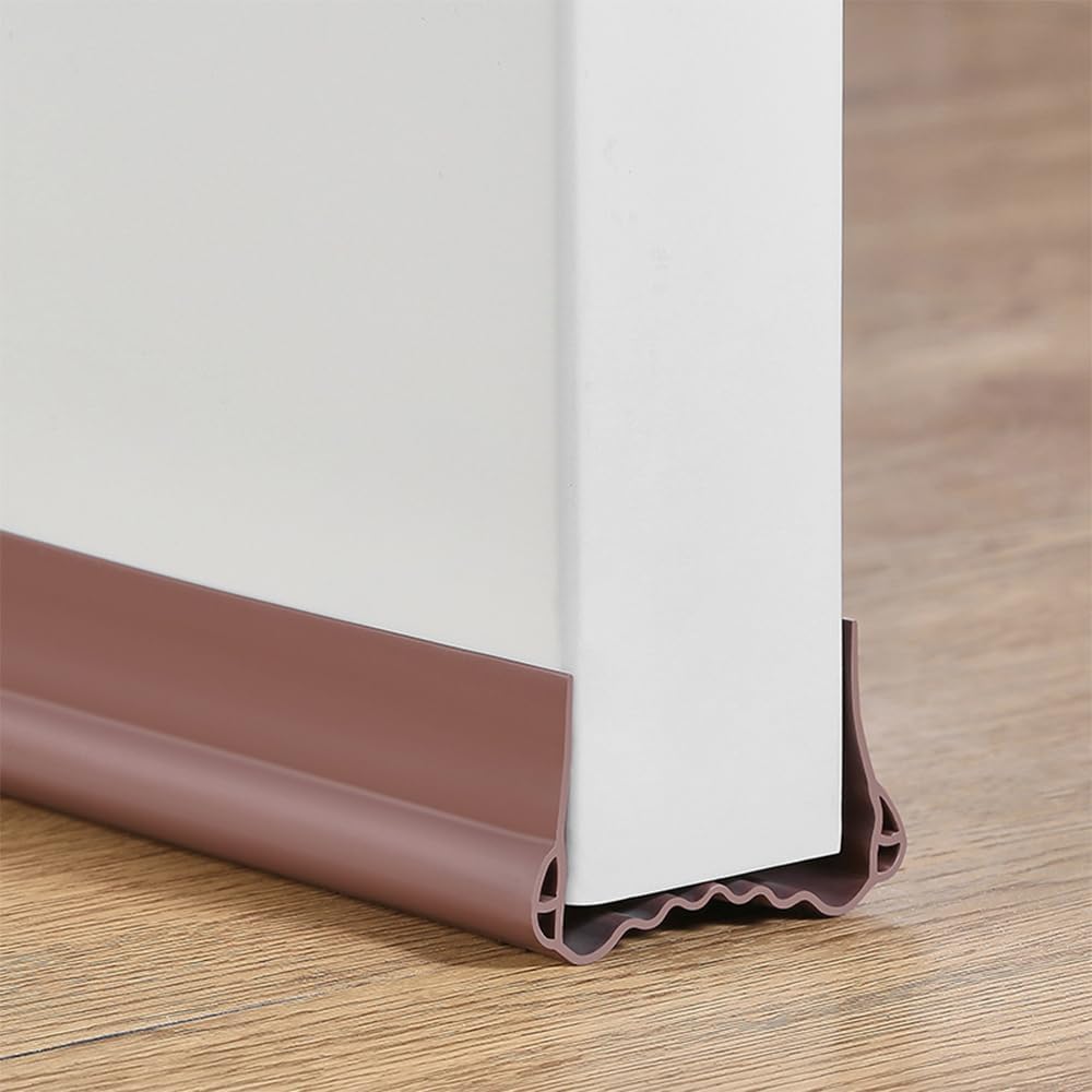 Draft Stoppers - Cuttable Weather Stripping Door Seal,Under Door Seal 39” Length Bottom of Door Draft Stopper,for Exterior & Interior Doors, Garage Window Blocker Noise Dust Insulation Draft Guard (Brown)