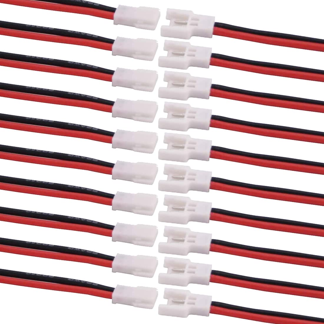 LINSYRC 10 Pairs 2-Pin JST 1S Micro Electrical Male and Female Connector Plug Adapter Lead Extension Cable with 10CM 22AWG Silicone Wire (1S) — image 1